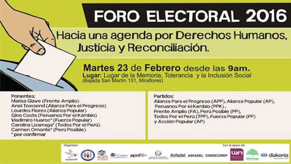 FORO ELECTORAL: CANDIDATOS HABLARÁN SOBRE MEMORIA, JUSTICIA Y PIR